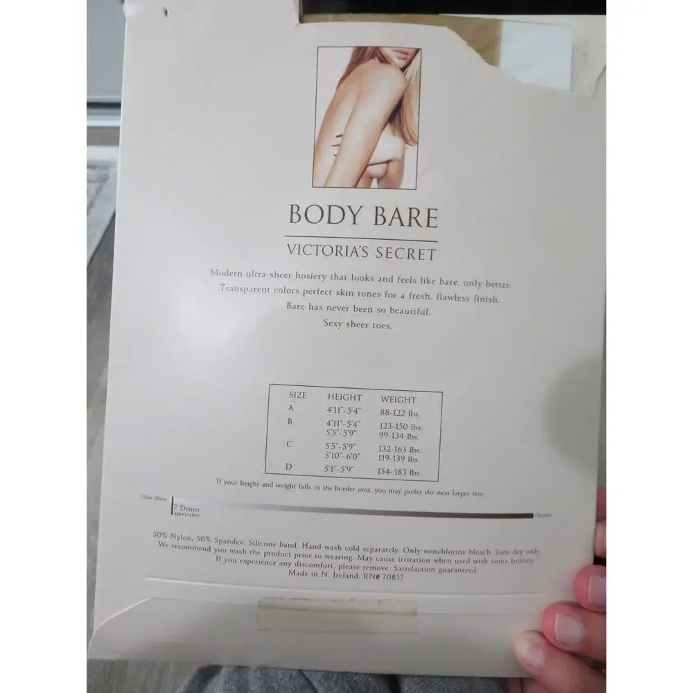 Victoria's Secret Body Bare Blush 7 Denier Thigh Highs Size D Romantic Boudoir